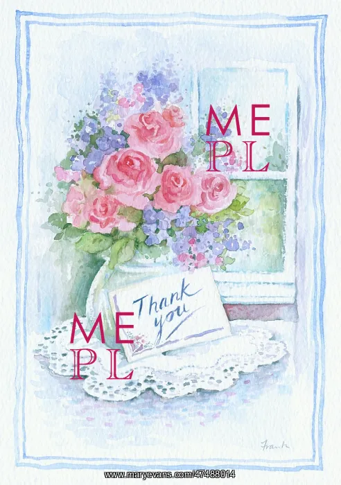 : Vase of Flowers with a Thank You note : Vase of Flowers with a Thank You note