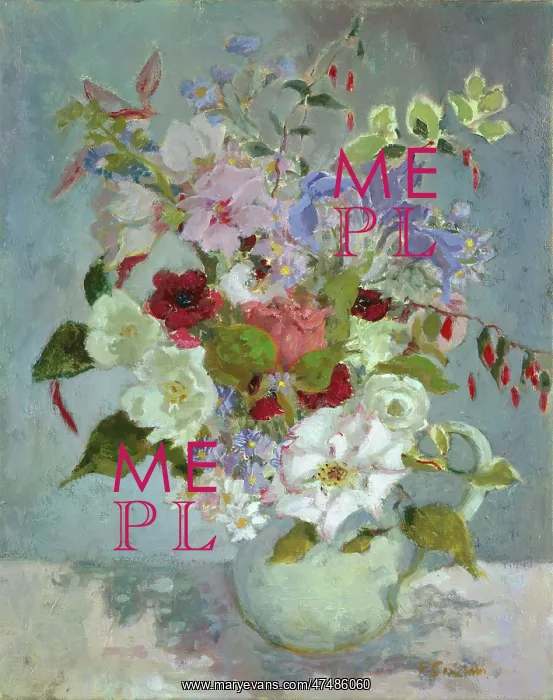 : Vase of mixed flowers ' Roses, Iris, etc : Vase of mixed flowers ' Roses, Iris, etc