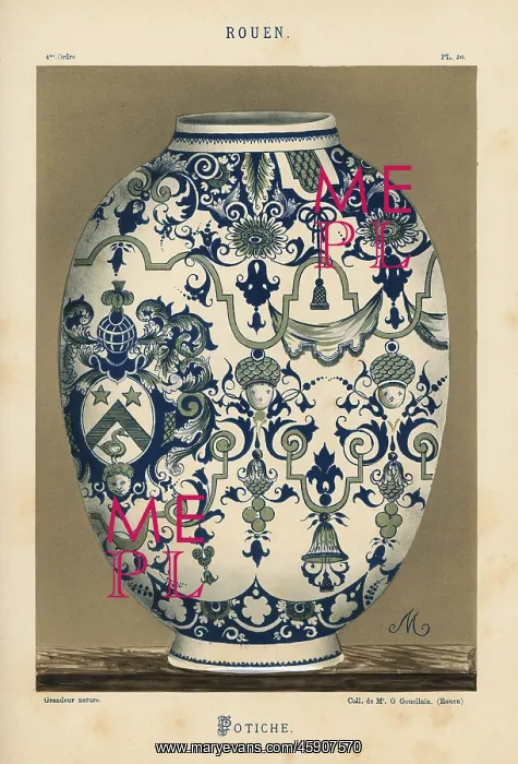 : Vase or potiche from Rouen, with heraldic : Vase or potiche from Rouen, with heraldic