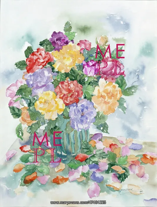 : Vase of Roses with Fallen Petals : Vase of Roses with Fallen Petals