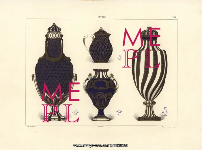: Vases with blue and gold decoration : Vases with blue and gold decoration