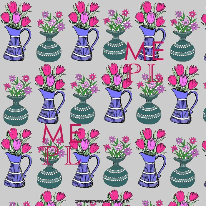  : Vases with pink flowers pattern
