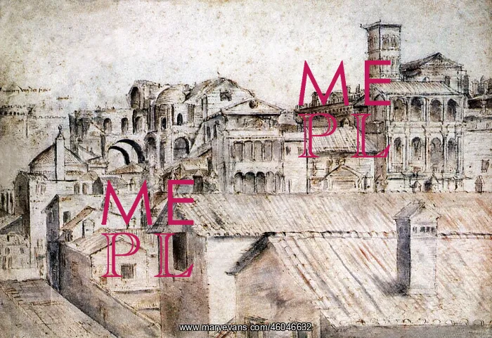 : Vatican, Cathedral St Peter, South West side under construction, drawing, 16th century : Vatican, Cathedral St Peter, South West side under construction, drawing, 16th century