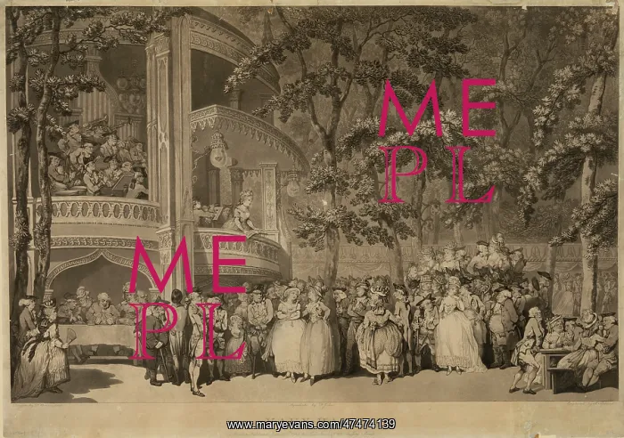 : Vaux-Hall. Print showing large crowd gathered before pavilion in Vauxhall : Vaux-Hall. Print showing large crowd gathered before pavilion in Vauxhall