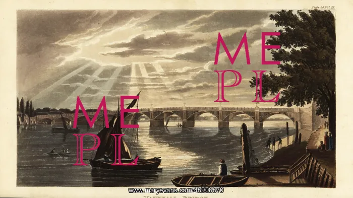 : Vauxhall Bridge on the River Thames in 1817 : Vauxhall Bridge on the River Thames in 1817