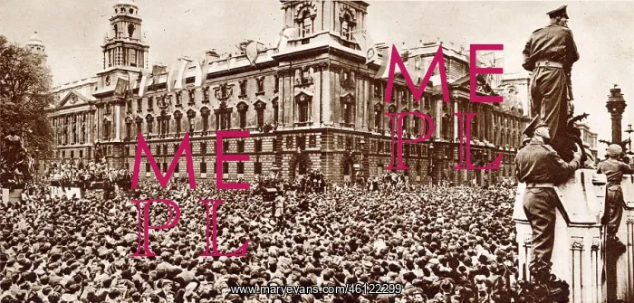  : VE Day - crowd in Parliament Square