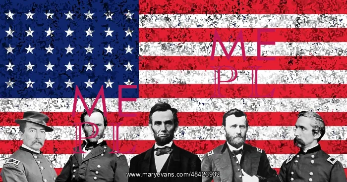 : Vector image featuring the top Union Generals : Vector image featuring the top Union Generals