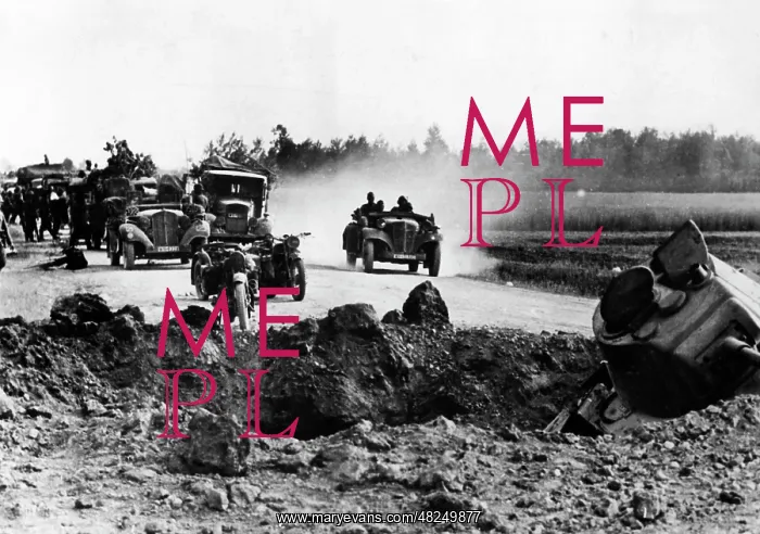 : Vehicles of the Wehrmacht on a route of advance on the : Vehicles of the Wehrmacht on a route of advance on the
