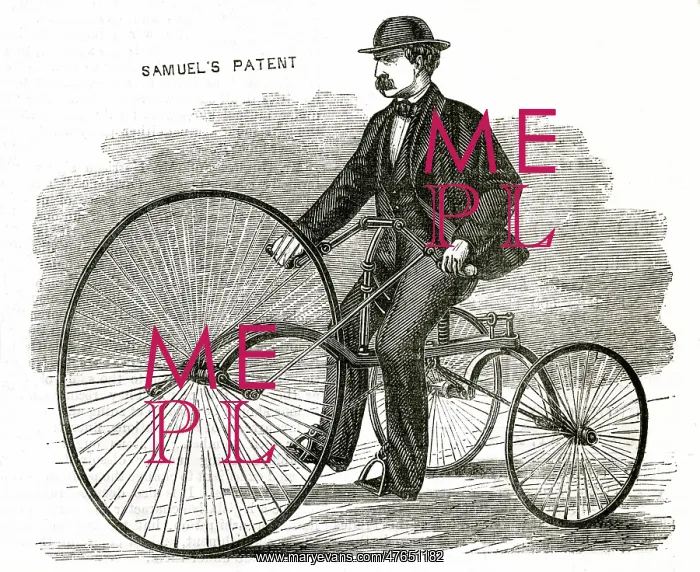 : Velocipede, early form of bicycle 1869 : Velocipede, early form of bicycle 1869