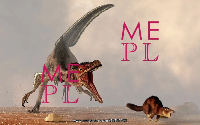 : A velociraptor chasing a rat sized mammal : A velociraptor chasing a rat sized mammal