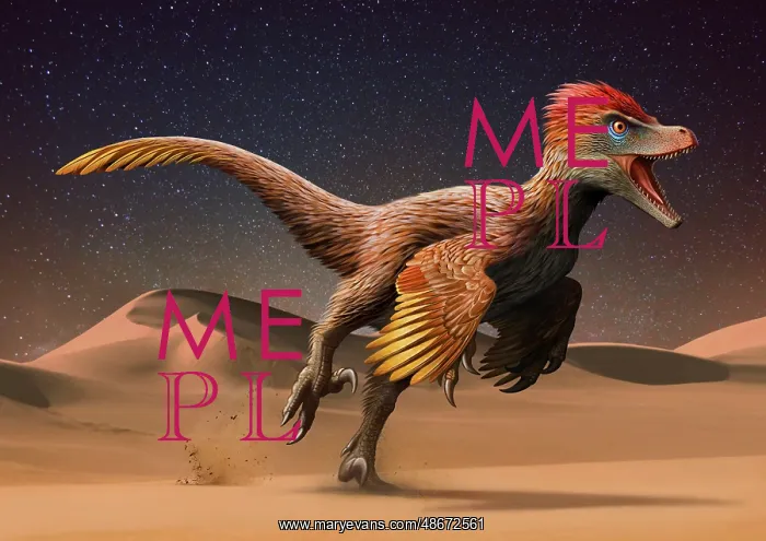 : Velociraptor mongoliensis running across the Mongolian : Velociraptor mongoliensis running across the Mongolian