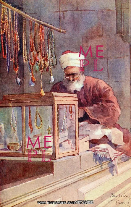 : Vendor of Turkish chaplets in a Bazaar : Vendor of Turkish chaplets in a Bazaar