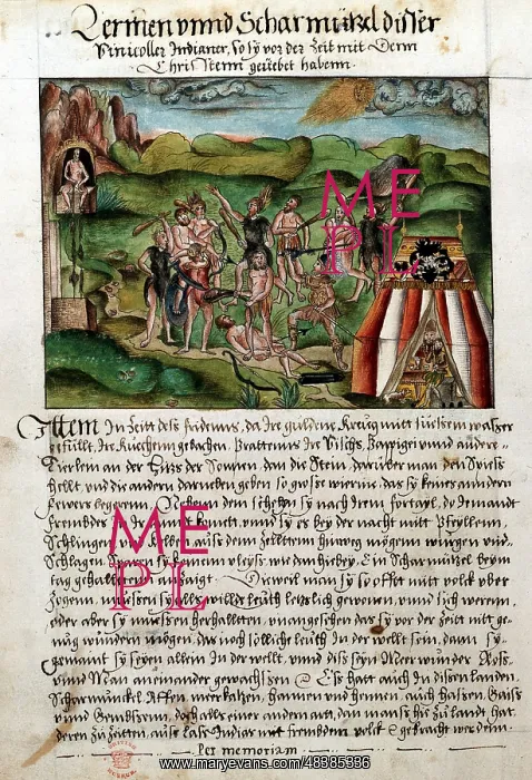 : Venezuelans attacking Spanish conquistadors. Coloured : Venezuelans attacking Spanish conquistadors. Coloured