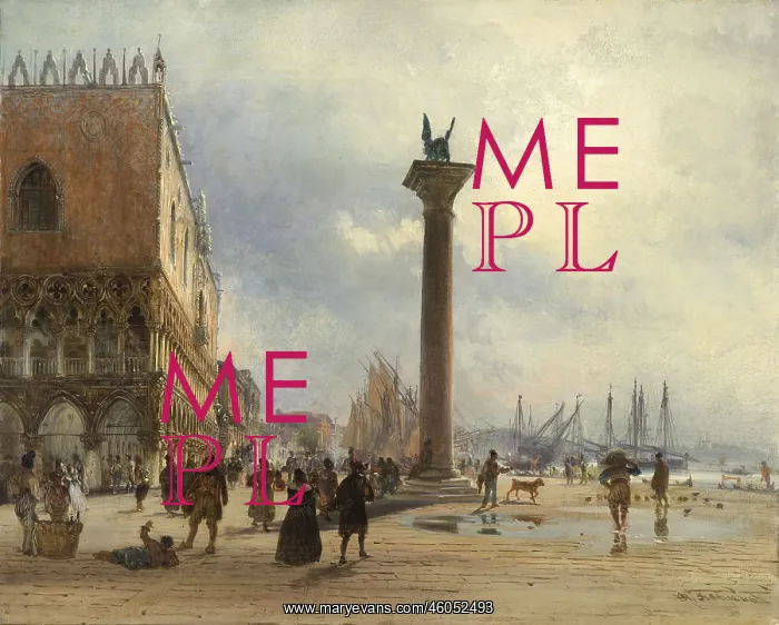 : Venice. Molo San Marco in Venice. 1846. Oil on Wood. Vienna, Private Collection : Venice. Molo San Marco in Venice. 1846. Oil on Wood. Vienna, Private Collection