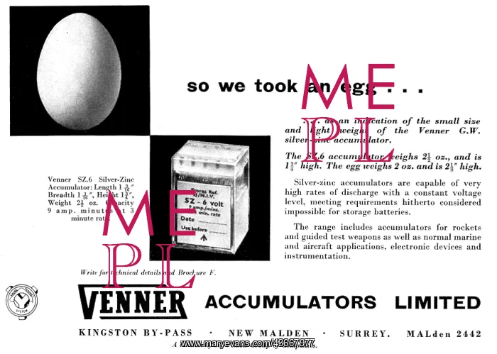 : Venner Accumulators - Silver-Zinc Accumulators : Venner Accumulators - Silver-Zinc Accumulators