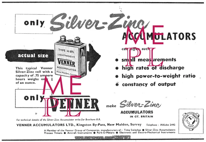 : Venner Silver Zinc Accumulators : Venner Silver Zinc Accumulators