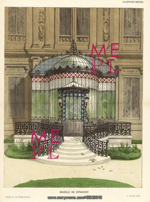 : Verandah with stairs and wrought-iron work : Verandah with stairs and wrought-iron work