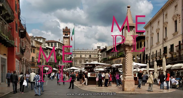 : Verona. General view of Piazza delle Erbe, Verona : Verona. General view of Piazza delle Erbe, Verona