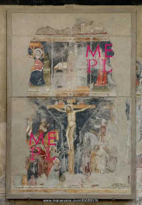 : Verona. Fresco of the crucifixion, 14th century, in the Chiesa S : Verona. Fresco of the crucifixion, 14th century, in the Chiesa S