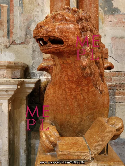 : Verona. View from the front of one of two lions supporting the columns : Verona. View from the front of one of two lions supporting the columns