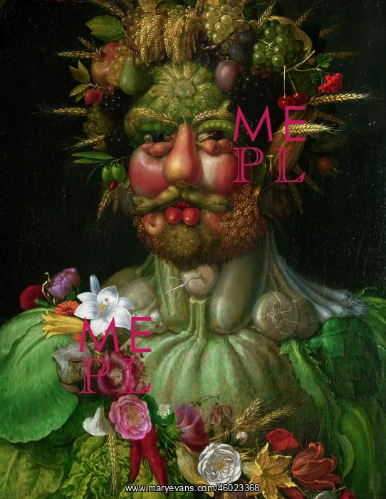 : Vertumnus (Emperor Rudolf II), 1590. Oil on wood. 70, 5 x 57, 5 cm : Vertumnus (Emperor Rudolf II), 1590. Oil on wood. 70, 5 x 57, 5 cm
