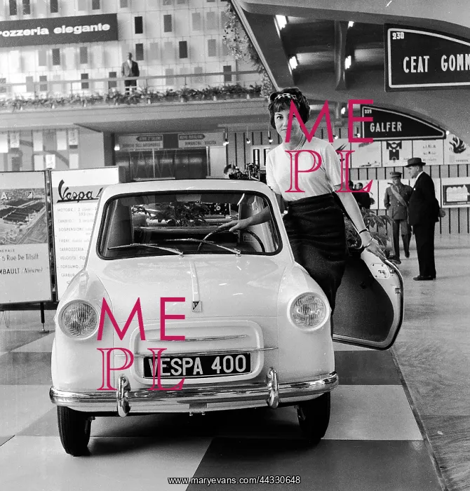 : Italy. The Salone dell'Automobile a car exhibition in Turin: Vespa 400 : Italy. The Salone dell'Automobile a car exhibition in Turin: Vespa 400