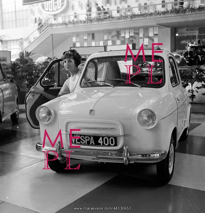 : Italy. Automobile showroom in Turin: Vespa 400 : Italy. Automobile showroom in Turin: Vespa 400
