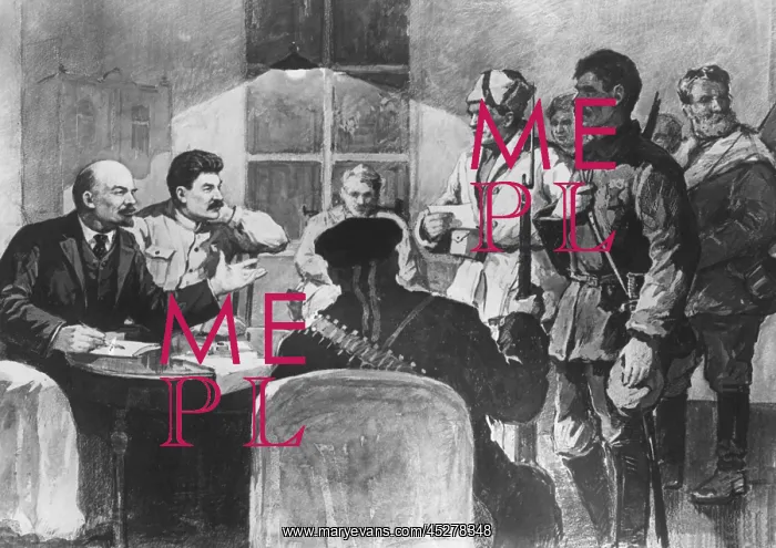 : V.I. Lenin and Josef Stalin with Red Guards men : V.I. Lenin and Josef Stalin with Red Guards men