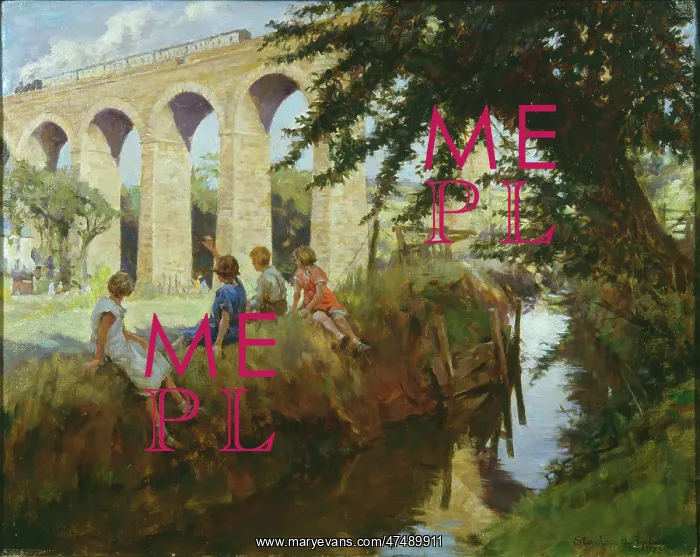 : The Viaduct ' children looking at train : The Viaduct ' children looking at train
