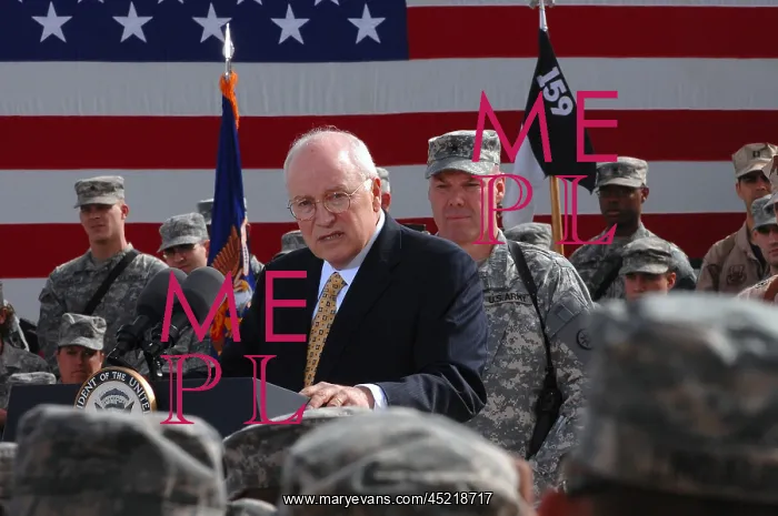 : Vice President Dick Cheney speaks to a crowd ? : Vice President Dick Cheney speaks to a crowd ?