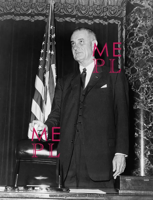 : Vice President Lyndon Johnson, on rostrum of the : Vice President Lyndon Johnson, on rostrum of the
