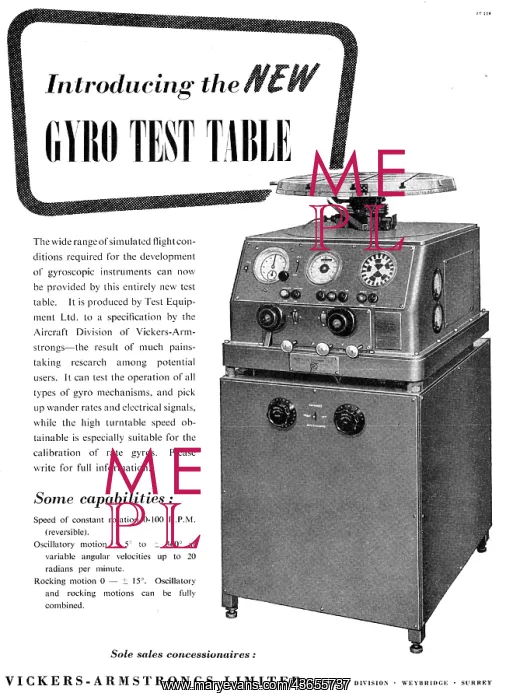 : Vickers-Armstrongs Gyro Test Table : Vickers-Armstrongs Gyro Test Table