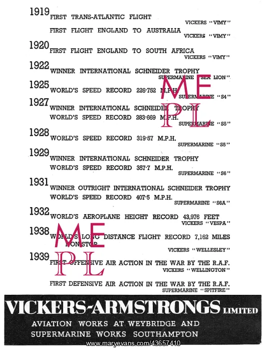 : Vickers Aviation Achievements : Vickers Aviation Achievements