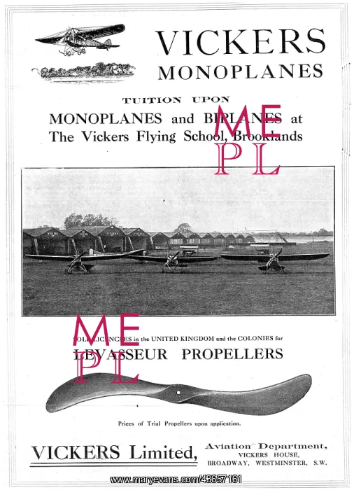 : Vickers Monoplanes, Biplanes & Brooklands Flying School : Vickers Monoplanes, Biplanes & Brooklands Flying School