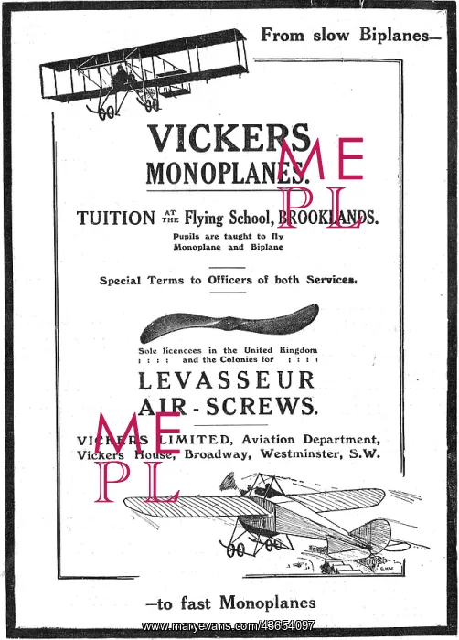 : Vickers Monoplanes & Levasseur Air-Screws : Vickers Monoplanes & Levasseur Air-Screws