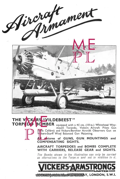 : Vickers Vildebeest - Vickers-Armstrongs Aircraft Armament : Vickers Vildebeest - Vickers-Armstrongs Aircraft Armament