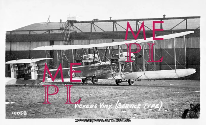 : Vickers Vimy British heavy bomber biplane : Vickers Vimy British heavy bomber biplane