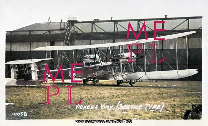 : Vickers Vimy British heavy bomber biplane : Vickers Vimy British heavy bomber biplane