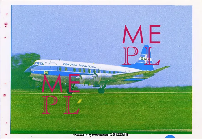 : Vickers Viscount postcard printing production reference numb : Vickers Viscount postcard printing production reference numb