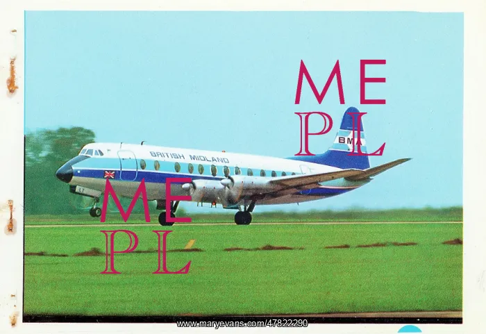 : Vickers Viscount postcard printing production reference numb : Vickers Viscount postcard printing production reference numb