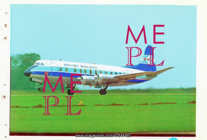 : Vickers Viscount postcard printing production reference numb : Vickers Viscount postcard printing production reference numb
