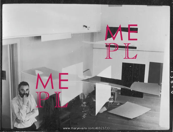 : Victor Pasmore setting up exhibition, ICA, London : Victor Pasmore setting up exhibition, ICA, London