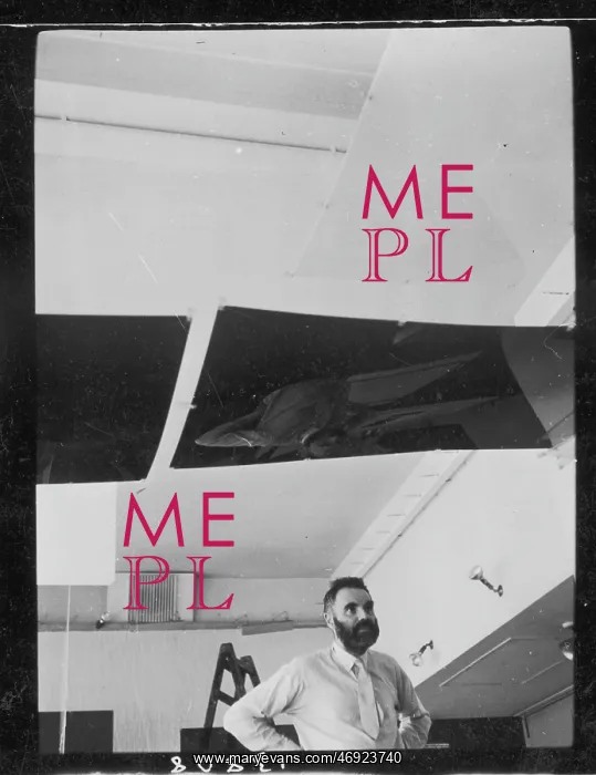 : Victor Pasmore setting up exhibition, ICA, London : Victor Pasmore setting up exhibition, ICA, London