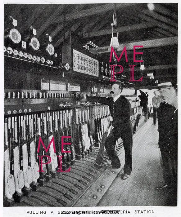 : Victoria Station - Pulling a Signal Lever 1907 : Victoria Station - Pulling a Signal Lever 1907