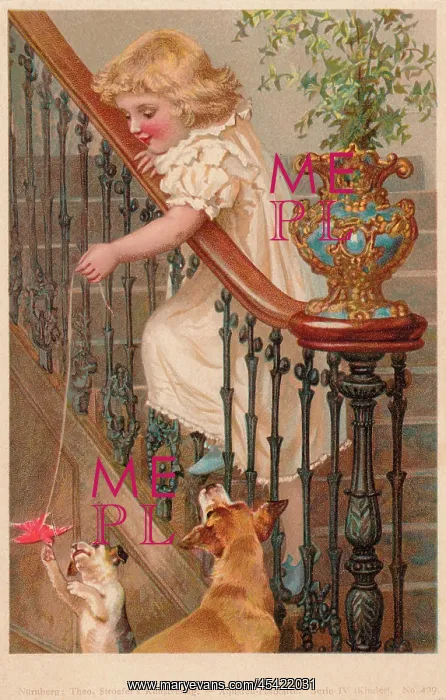 : Victorian Child & Her Dogs : Victorian Child & Her Dogs