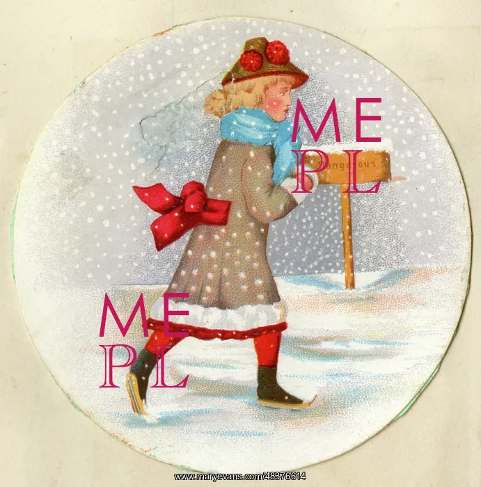 : Victorian Christmas Card snow scene : Victorian Christmas Card snow scene