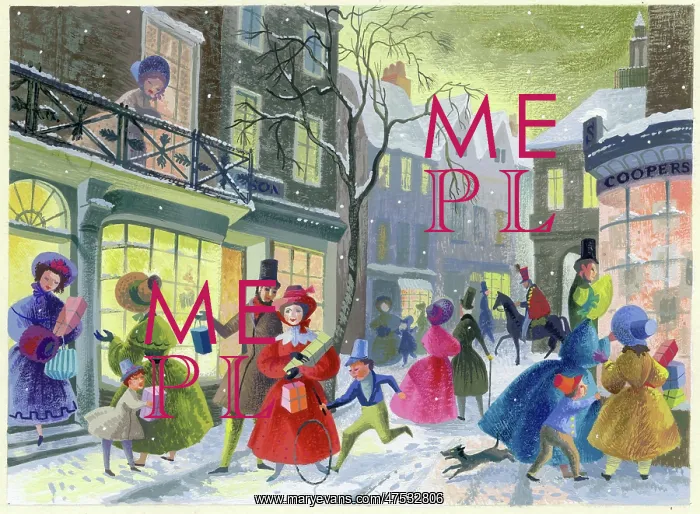 : Victorian Christmas shopping scene : Victorian Christmas shopping scene