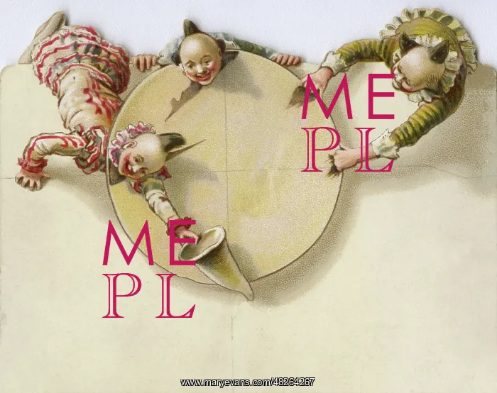 : Victorian clown greetings card : Victorian clown greetings card