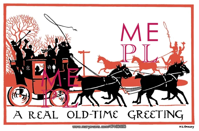 : Victorian Coaching Scene with Greeting : Victorian Coaching Scene with Greeting