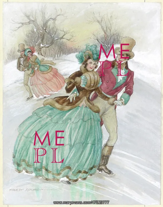 : Two Victorian couples ice skating : Two Victorian couples ice skating